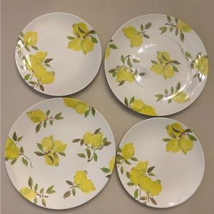 Kate Spade New York Lemon Melamine Plates 4 (2 large 2 medium)